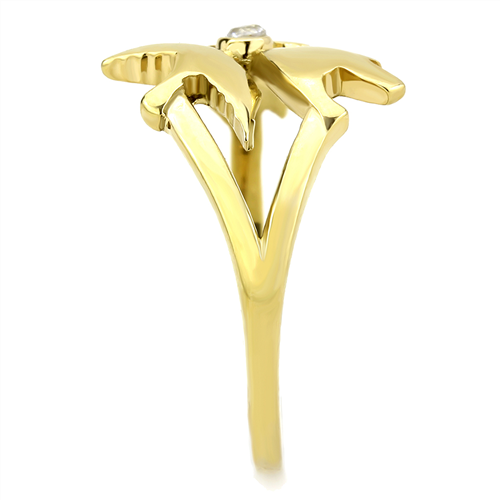 CJE3573 Wholesale Women's Stainless Steel IP Gold AAA Grade CZ Clear Dove Ring