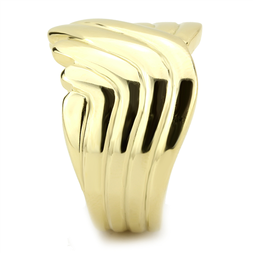 CJE3576 Wholesale Women's Stainless Steel IP Gold Broad Ring