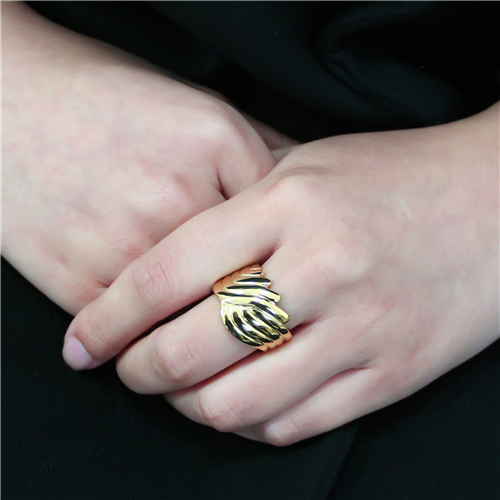 CJE3576 Wholesale Women's Stainless Steel IP Gold Broad Ring
