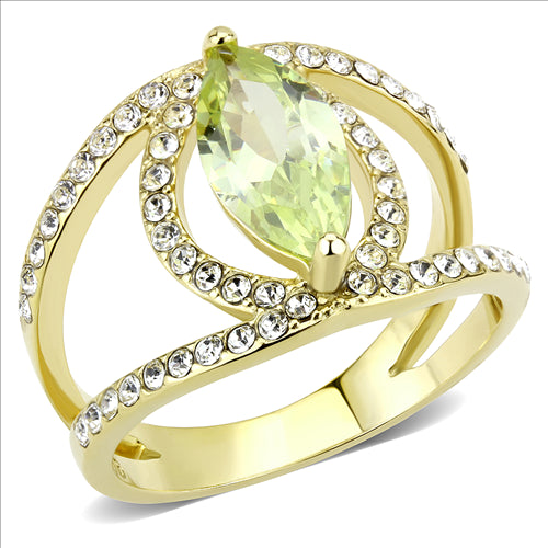 CJE3578 Wholesale Women's Stainless Steel IP Gold AAA Grade CZ Apple Green Ring