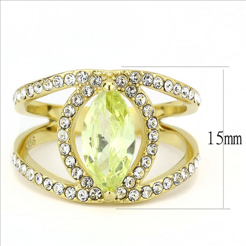CJE3578 Wholesale Women's Stainless Steel IP Gold AAA Grade CZ Apple Green Ring