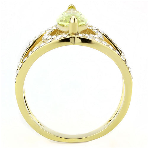 CJE3578 Wholesale Women&#39;s Stainless Steel IP Gold AAA Grade CZ Apple Green Ring