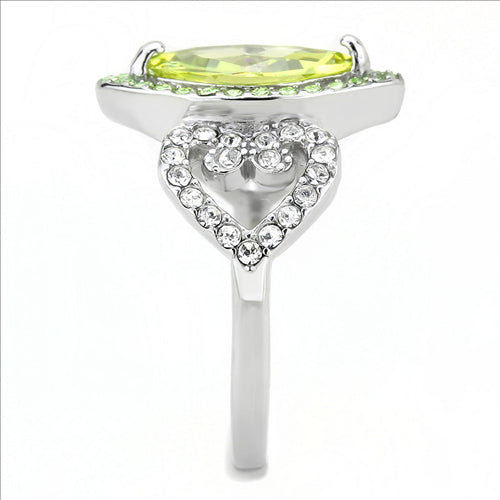 CJE3579 Wholesale Women's Stainless Steel No Plating AAA Grade CZ Apple Green Ring