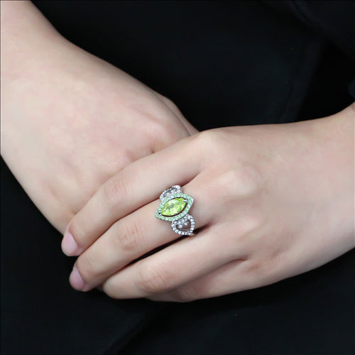 CJE3579 Wholesale Women's Stainless Steel No Plating AAA Grade CZ Apple Green Ring