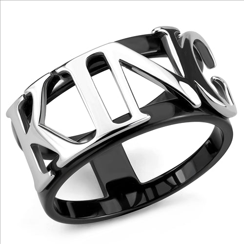 CJE3583 Wholesale Stainless Steel Two-Tone IP Black King Ring