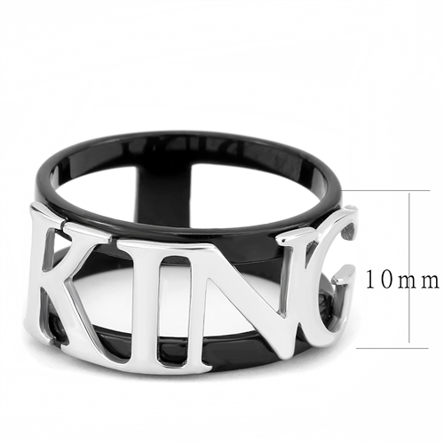 CJE3583 Wholesale Stainless Steel Two-Tone IP Black King Ring