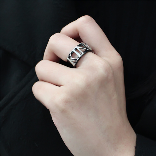 CJE3583 Wholesale Stainless Steel Two-Tone IP Black King Ring