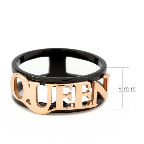 CJE3584 Wholesale Women's Stainless Steel IP Rose Gold+ IP Black Queen Ring