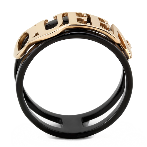 CJE3584 Wholesale Women's Stainless Steel IP Rose Gold+ IP Black Queen Ring