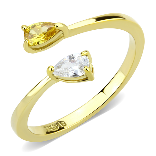 CJE3586 Wholesale Women's Stainless Steel IP Gold AAA Grade CZ Topaz Ring