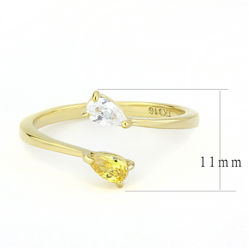 CJE3586 Wholesale Women's Stainless Steel IP Gold AAA Grade CZ Topaz Ring