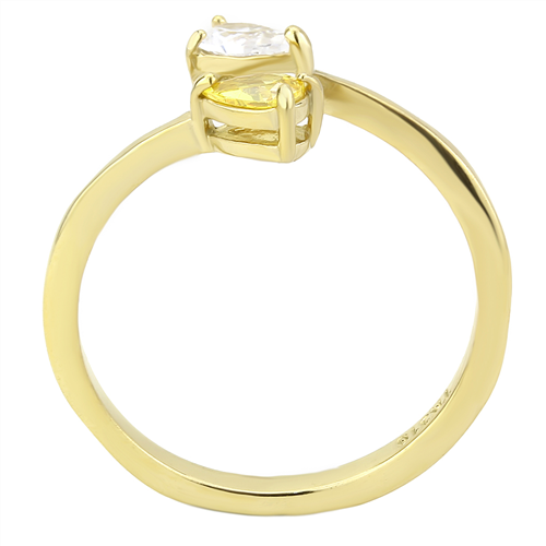 CJE3586 Wholesale Women's Stainless Steel IP Gold AAA Grade CZ Topaz Ring