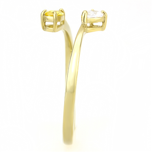 CJE3586 Wholesale Women's Stainless Steel IP Gold AAA Grade CZ Topaz Ring