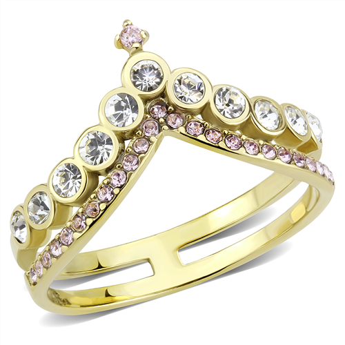 CJE3587 Wholesale Women's Stainless Steel IP Gold AAA Grade CZ Rose Stackable Ring