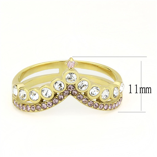 CJE3587 Wholesale Women's Stainless Steel IP Gold AAA Grade CZ Rose Stackable Ring