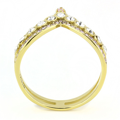 CJE3587 Wholesale Women's Stainless Steel IP Gold AAA Grade CZ Rose Stackable Ring
