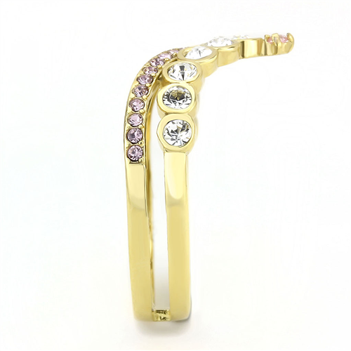 CJE3587 Wholesale Women's Stainless Steel IP Gold AAA Grade CZ Rose Stackable Ring
