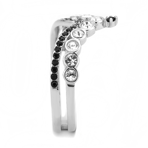 CJE3588 Wholesale Women's Stainless Steel Top Grade Crystal Clear Jet Minimal Ring