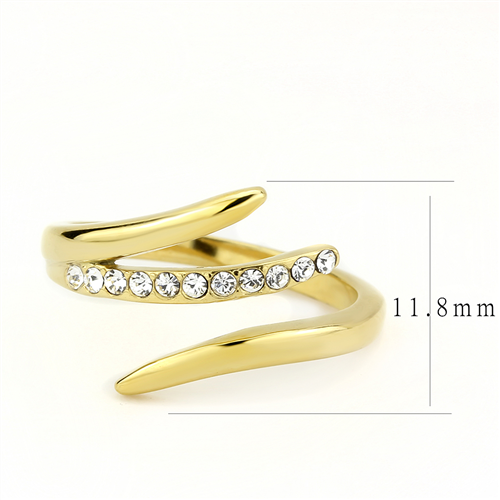 CJE3590 Wholesale Women's Stainless Steel IP Gold Top Grade Crystal Clear Minimal Ring
