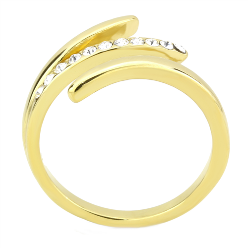 CJE3590 Wholesale Women's Stainless Steel IP Gold Top Grade Crystal Clear Minimal Ring