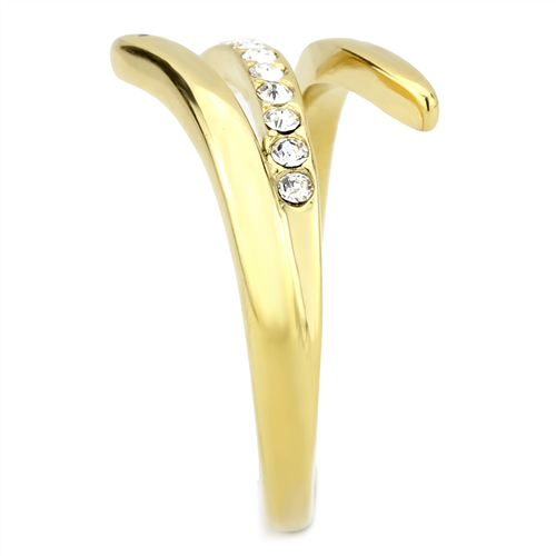 CJE3590 Wholesale Women's Stainless Steel IP Gold Top Grade Crystal Clear Minimal Ring
