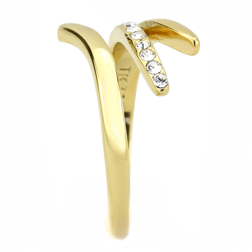 CJE3590 Wholesale Women's Stainless Steel IP Gold Top Grade Crystal Clear Minimal Ring