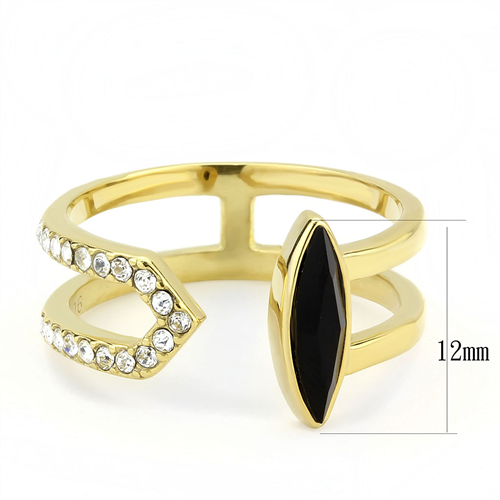 CJE3591 Wholesale Women's Stainless Steel Top Grade Crystal Jet Minimal Ring