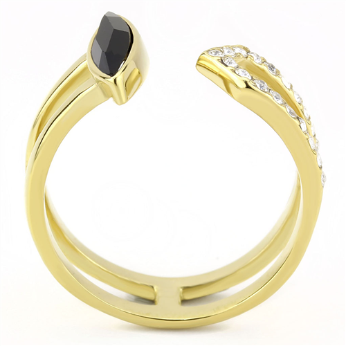 CJE3591 Wholesale Women's Stainless Steel Top Grade Crystal Jet Minimal Ring