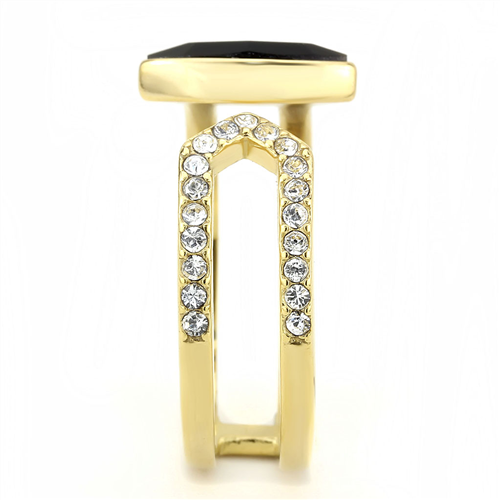 CJE3591 Wholesale Women's Stainless Steel Top Grade Crystal Jet Minimal Ring