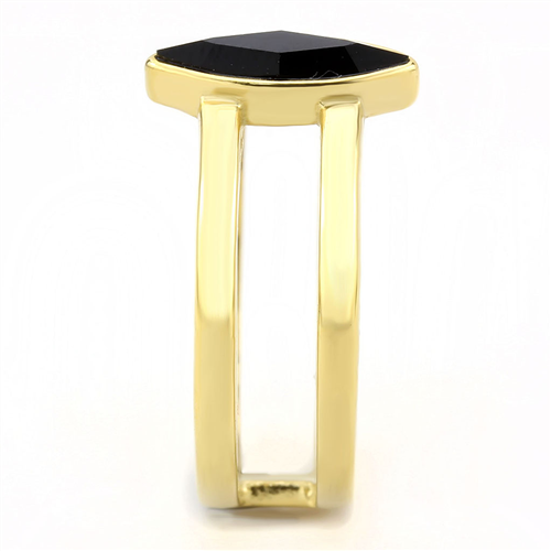CJE3591 Wholesale Women's Stainless Steel Top Grade Crystal Jet Minimal Ring