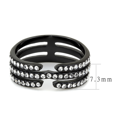 CJE3594 Wholesale Women's Stainless Steel IP Black Top Grade Crystal Clear Stackable Ring