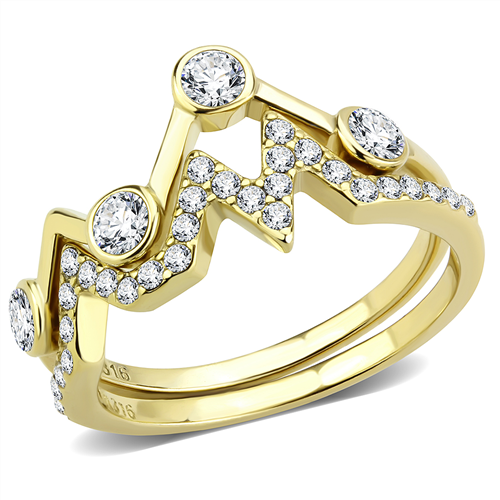 CJE3596 Wholesale Women's Stainless Steel IP Gold AAA Grade CZ Clear Stackable Ring