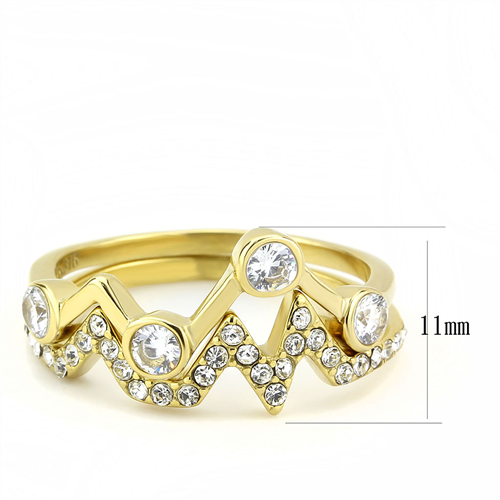 CJE3596 Wholesale Women's Stainless Steel IP Gold AAA Grade CZ Clear Stackable Ring