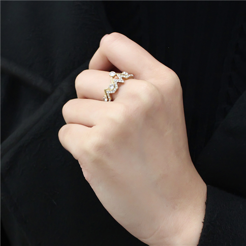 CJE3596 Wholesale Women's Stainless Steel IP Gold AAA Grade CZ Clear Stackable Ring