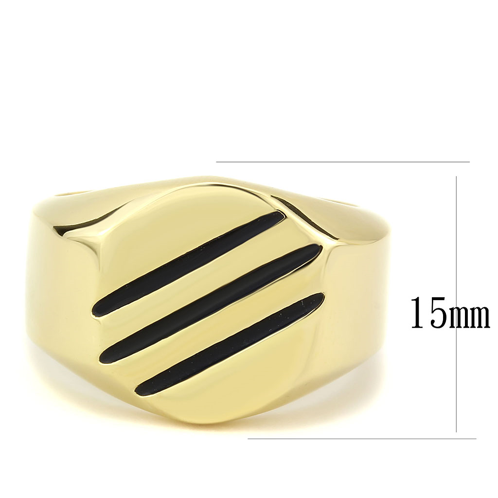 CJ3598 Wholesale Men's Stainless Steel IP Gold 3 Stripe Ring