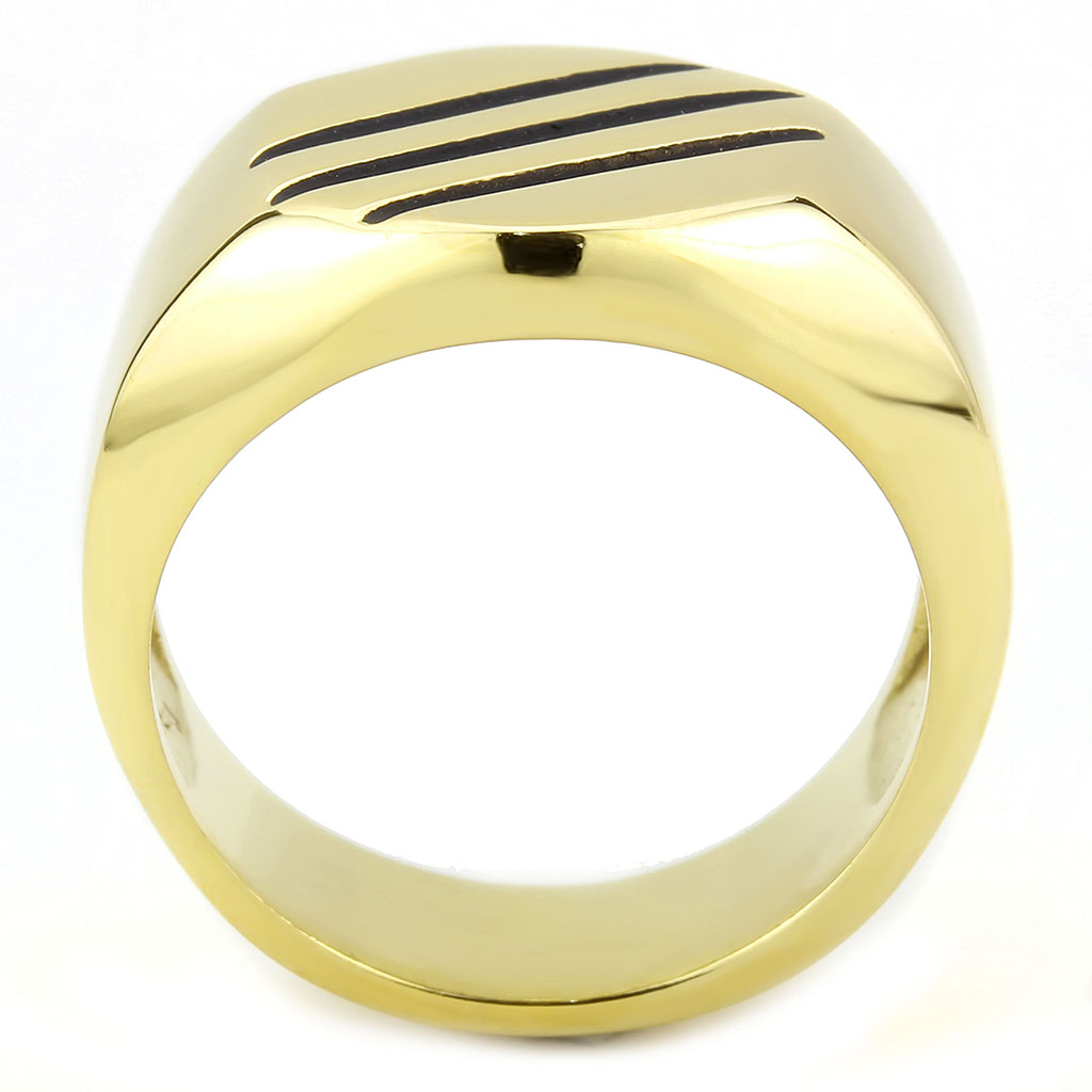 CJ3598 Wholesale Men's Stainless Steel IP Gold 3 Stripe Ring
