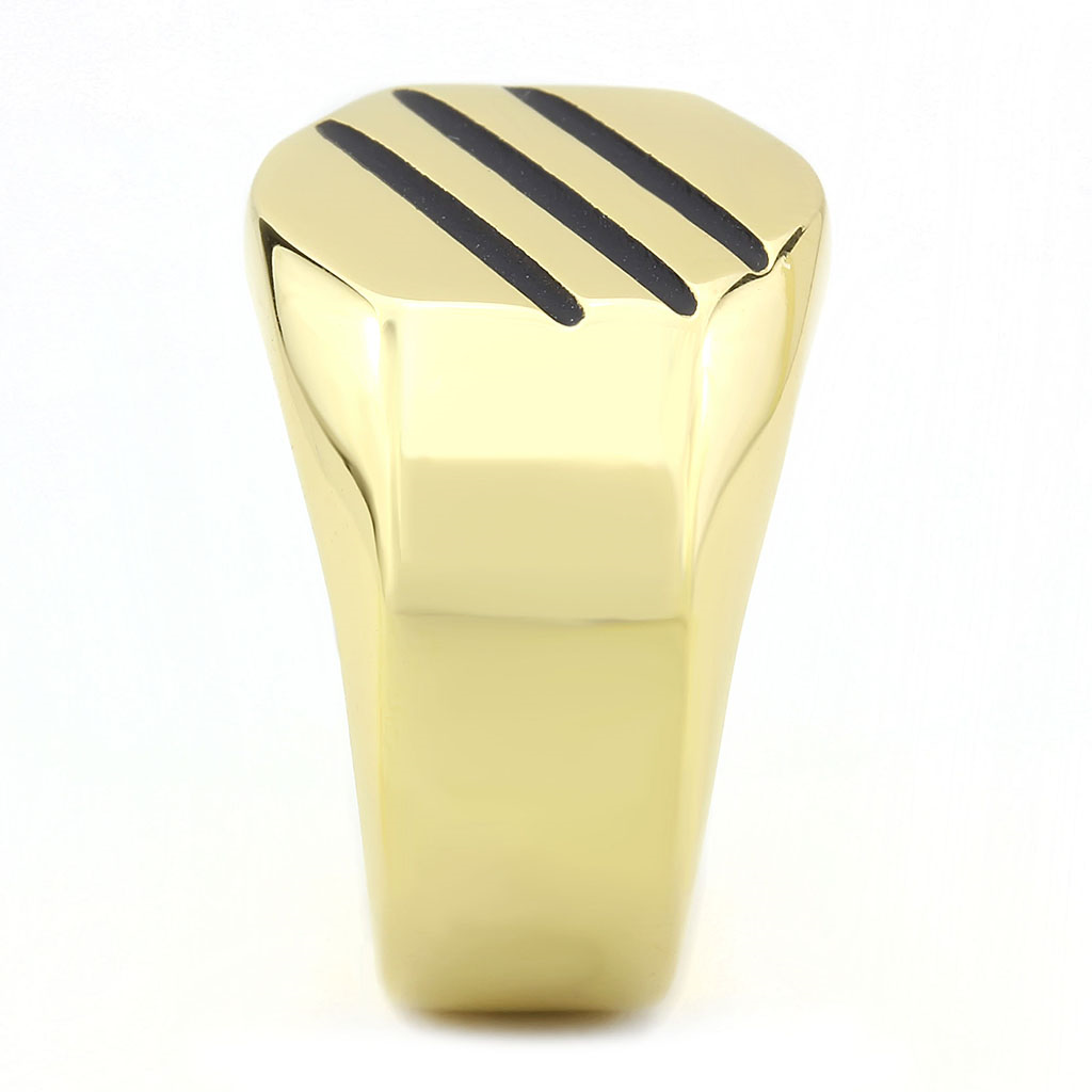 CJ3598 Wholesale Men's Stainless Steel IP Gold 3 Stripe Ring