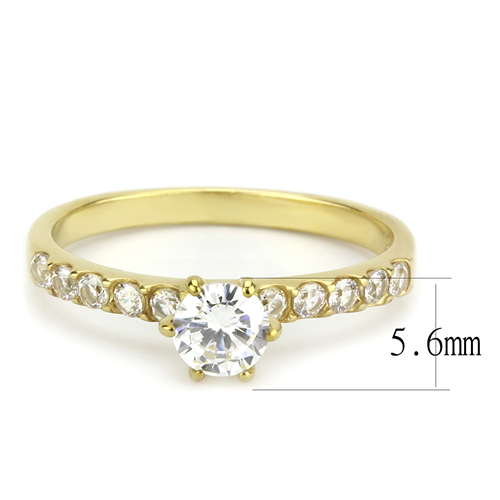 CJE3605 Wholesale Women's Stainless Steel IP Gold AAA Grade CZ Clear MInimal Ring