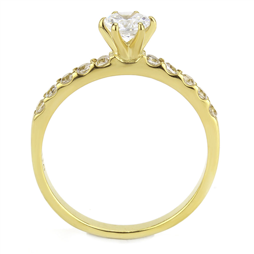 CJE3605 Wholesale Women's Stainless Steel IP Gold AAA Grade CZ Clear MInimal Ring