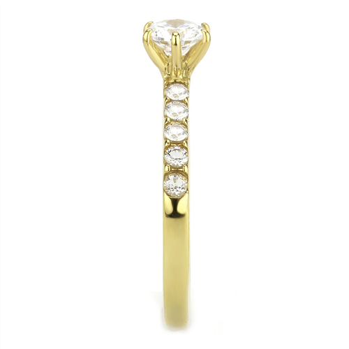 CJE3605 Wholesale Women's Stainless Steel IP Gold AAA Grade CZ Clear MInimal Ring