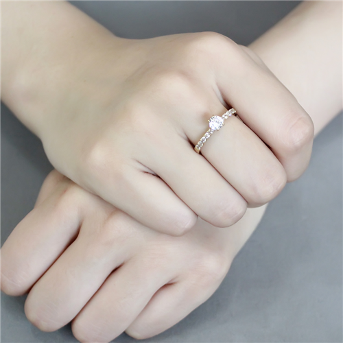 CJE3605 Wholesale Women's Stainless Steel IP Gold AAA Grade CZ Clear MInimal Ring