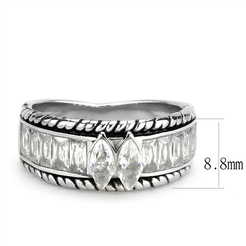 CJE3606 Wholesale Women's Stainless Steel AAA Grade CZ Clear Double Marquise Ring