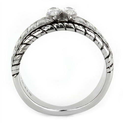 CJE3606 Wholesale Women's Stainless Steel AAA Grade CZ Clear Double Marquise Ring