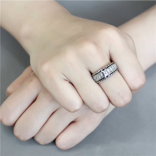 CJE3606 Wholesale Women's Stainless Steel AAA Grade CZ Clear Double Marquise Ring