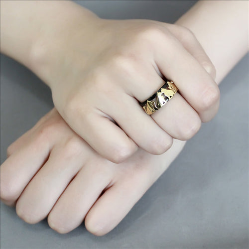 CJE3609 Wholesale Women's Stainless Steel IP Gold+ IP Black Cat Ring