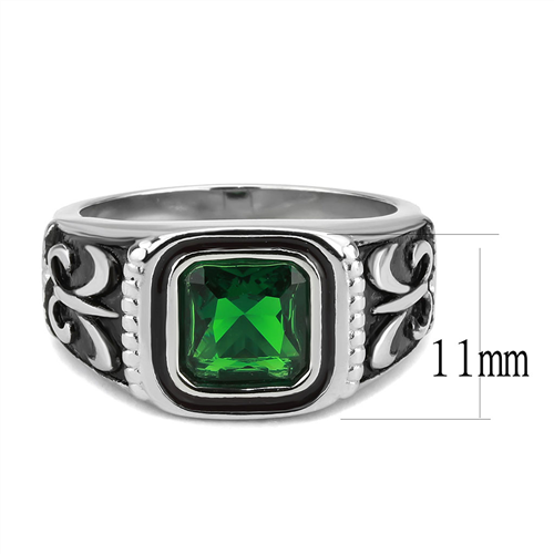 CJE3616 Wholesale Men's Stainless Steel Synthetic Emerald Ring