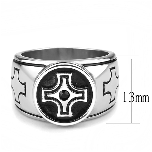 CJE3617 Wholesale Men's Stainless Steel Top Grade Crystal Jet Ring