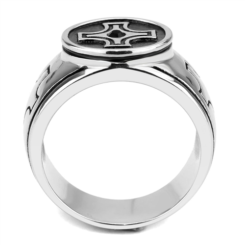 CJE3617 Wholesale Men's Stainless Steel Top Grade Crystal Jet Ring
