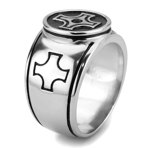 CJE3617 Wholesale Men's Stainless Steel Top Grade Crystal Jet Ring