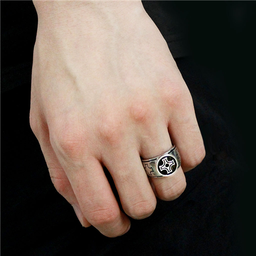 CJE3617 Wholesale Men's Stainless Steel Top Grade Crystal Jet Ring